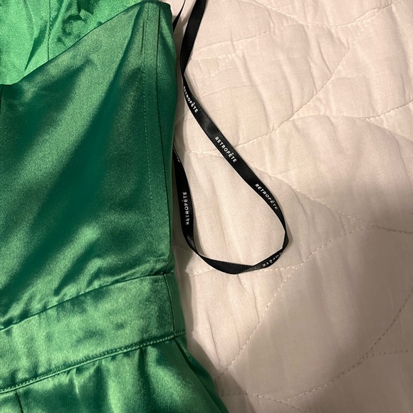 Size M Retrofete Green Silk Corset dress & gold chain straps (nwot)REVOLVE Brand - Picture 5 of 8